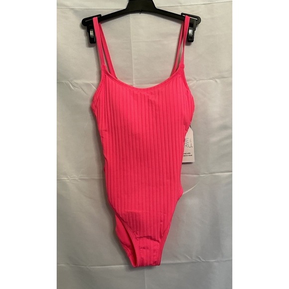 Time and Tru Other - Time And Tru 1 Piece Bright Pink RIbbed Swimsuit Padded Cups Size XS (0-2) NEW